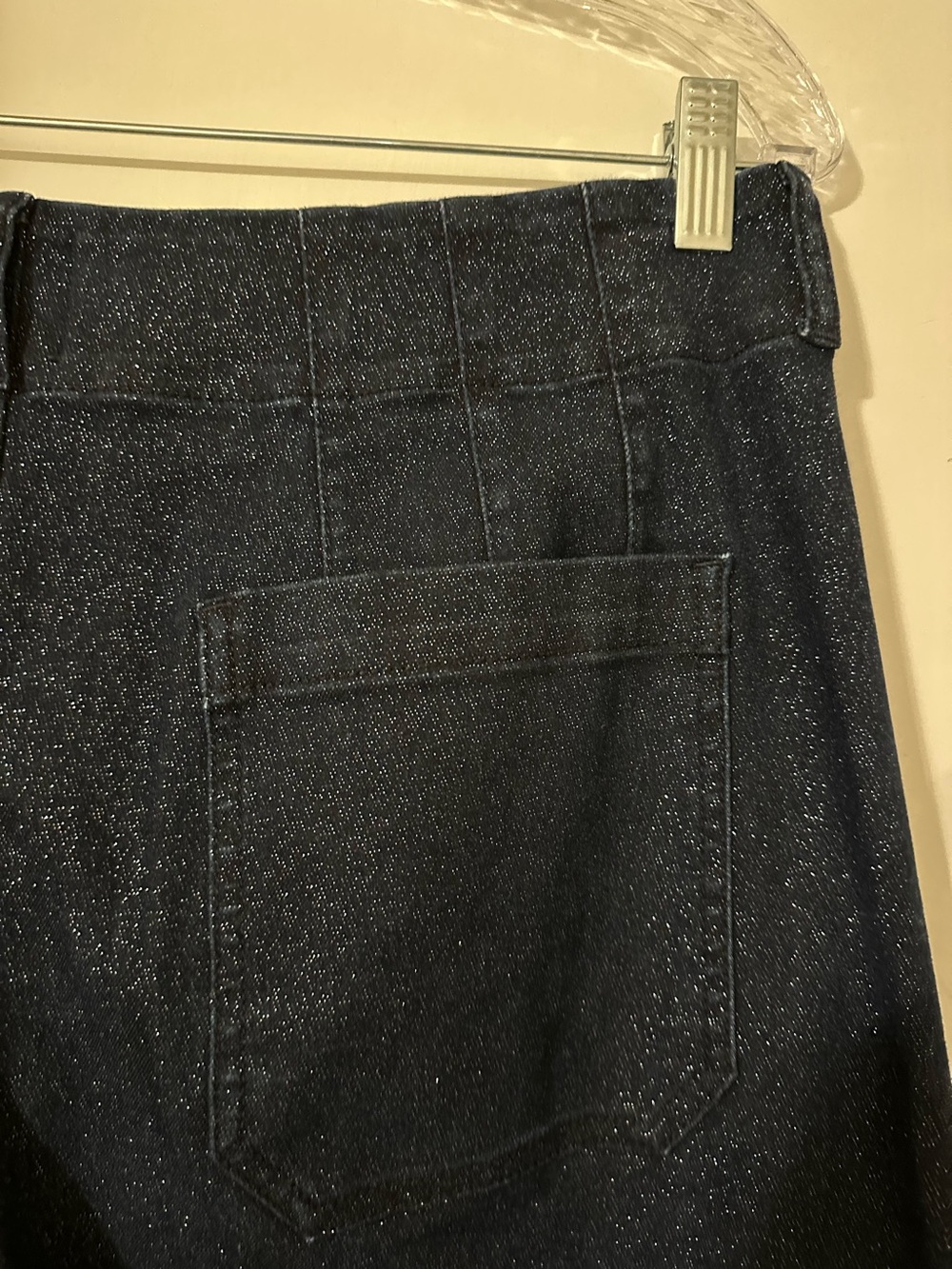 Anthropologie Maeve Colette Navy Sparkle Denim Wide-Leg Jeans Cropped Tall - Picture 3 of 9